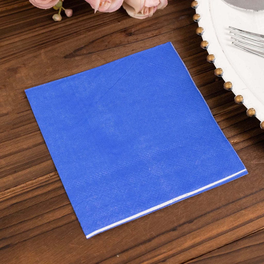 50 - Pack Paper Beverage Napkins Royal Blue - 2 Ply Disposable Soft 18GSM Cocktail Napkins 5"x5" - Bell Racket Store