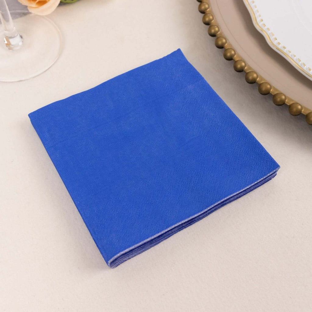 50 - Pack Paper Beverage Napkins Royal Blue - 2 Ply Disposable Soft 18GSM Cocktail Napkins 5"x5" - Bell Racket Store