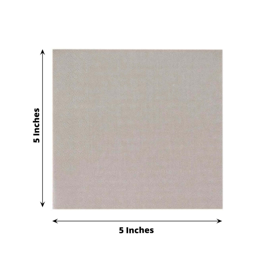 50 - Pack Paper Beverage Napkins Silver - 2 Ply Disposable Soft 18GSM Cocktail Napkins 5"x5" - Bell Racket Store