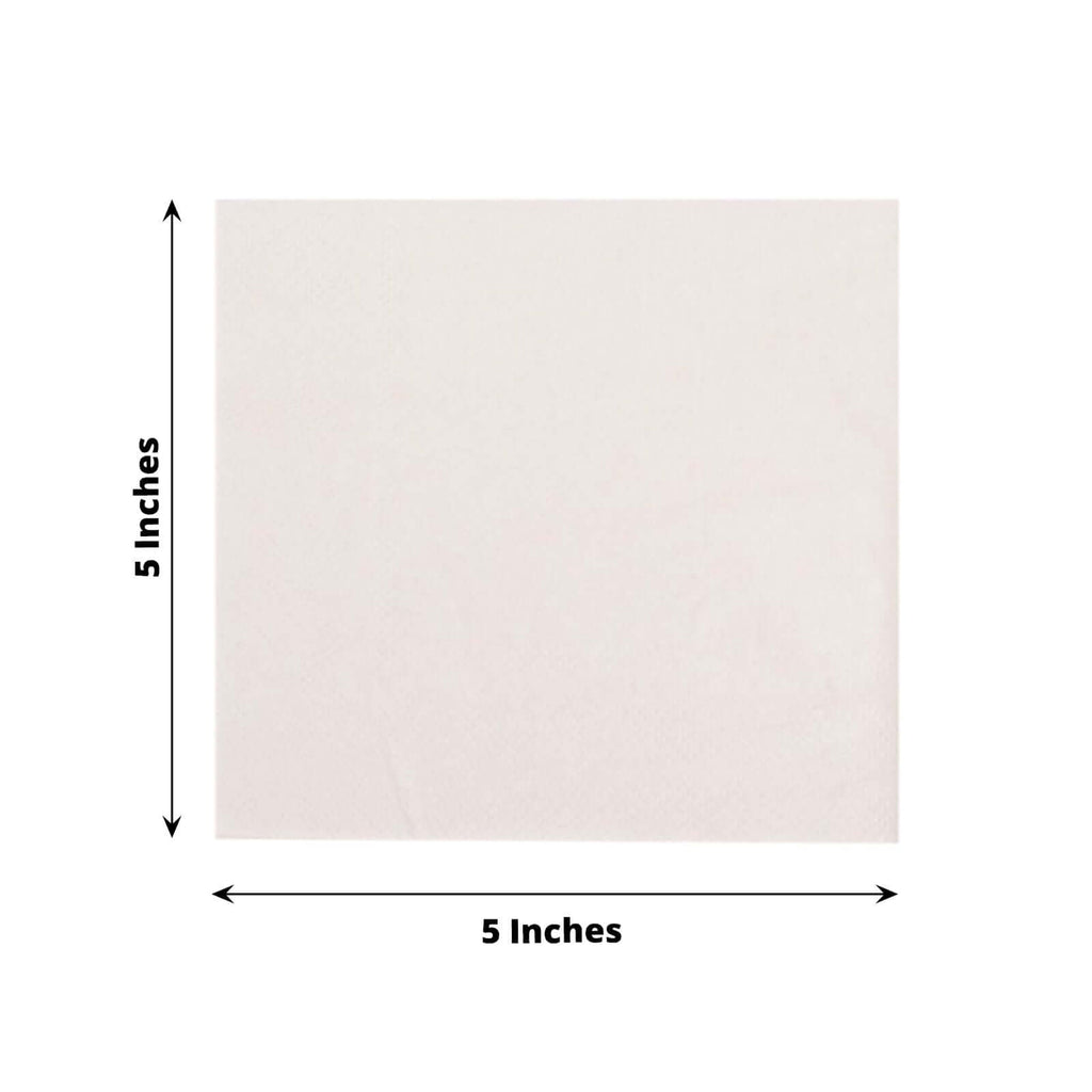 50 - Pack Paper Beverage Napkins White - 2 Ply Disposable Soft 18GSM Cocktail Napkins 5"x5" - Bell Racket Store