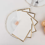 50 - Pack Paper Beverage Napkins White with Gold Foil Edge - 2 Ply Disposable Soft 18GSM Cocktail Napkins for Events 5"x5" - Bell Racket Store