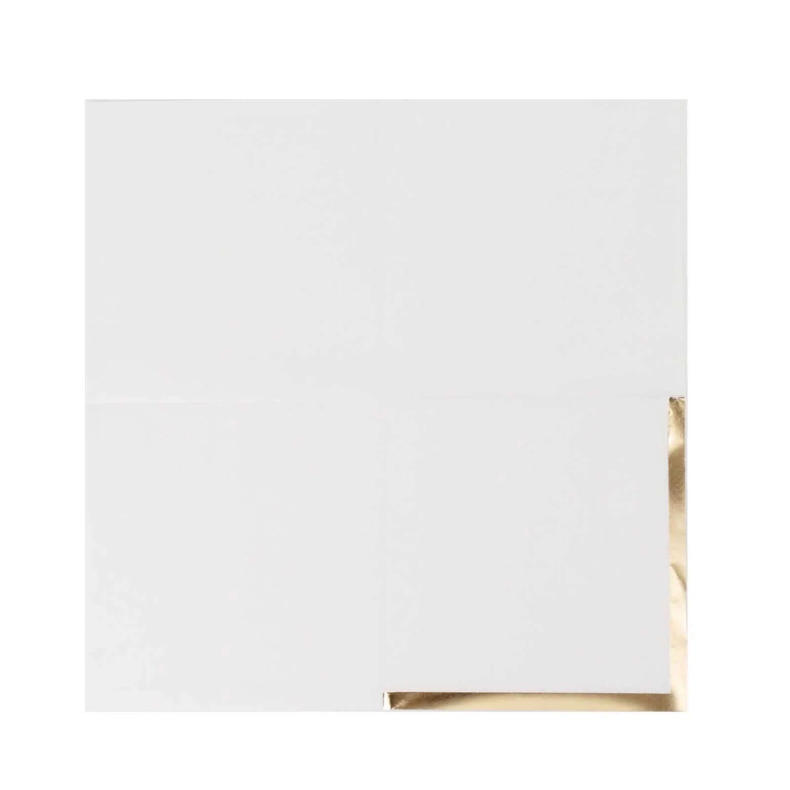 50 - Pack Paper Beverage Napkins White with Gold Foil Edge - 2 Ply Disposable Soft 18GSM Cocktail Napkins for Events 5"x5" - Bell Racket Store