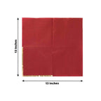 50 - Pack Paper Beverage Napkins with Gold Foil Edge Burgundy - Disposable 2 Ply Cocktail Napkins for Events 6.5"x6.5" - Bell Racket Store