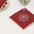 50 - Pack Paper Beverage Napkins with Gold Foil Edge Burgundy - Disposable 2 Ply Cocktail Napkins for Events 6.5"x6.5" - Bell Racket Store