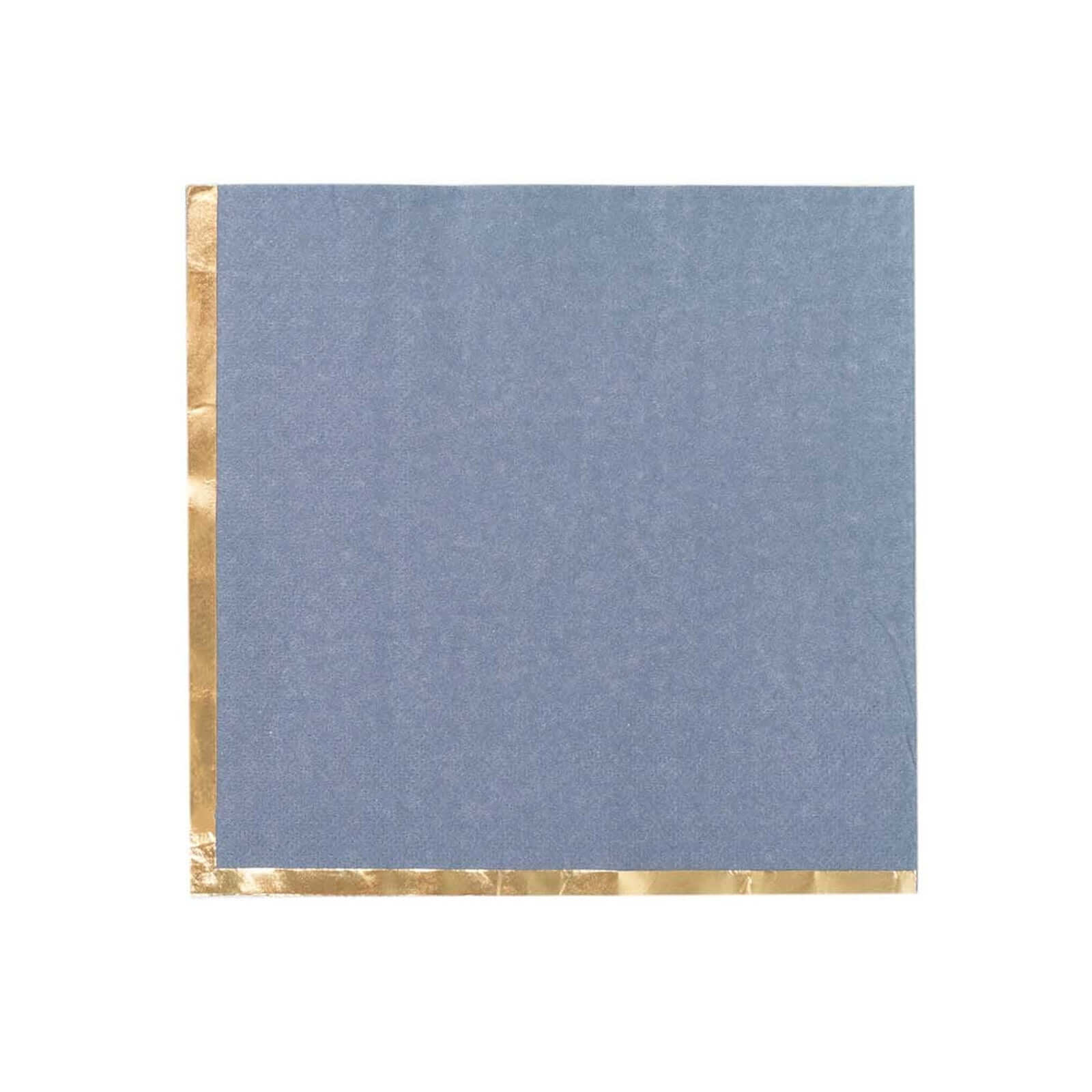 50 - Pack Paper Beverage Napkins with Gold Foil Edge Dusty Blue - Disposable 2 Ply Cocktail Napkins for Events 6.5"x6.5" - Bell Racket Store