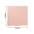 50 - Pack Paper Beverage Napkins with Gold Foil Edge Dusty Rose - Disposable 2 Ply Cocktail Napkins for Events 6.5"x6.5" - Bell Racket Store
