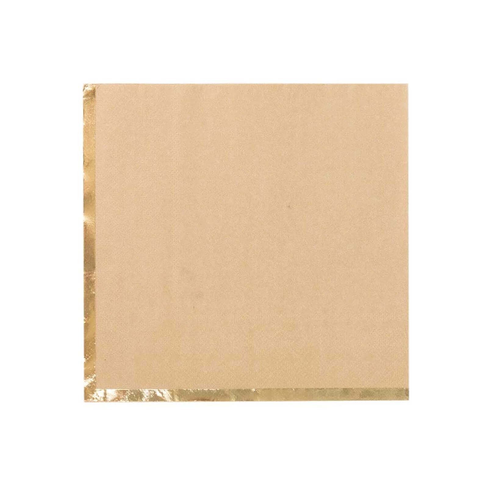 50 - Pack Paper Beverage Napkins with Gold Foil Edge Natural - Disposable 2 Ply Cocktail Napkins for Events 6.5"x6.5" - Bell Racket Store
