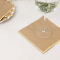 50 - Pack Paper Beverage Napkins with Gold Foil Edge Natural - Disposable 2 Ply Cocktail Napkins for Events 6.5"x6.5" - Bell Racket Store