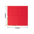 50 - Pack Paper Beverage Napkins with Gold Foil Edge Red - Disposable 2 Ply Cocktail Napkins for Events 6.5"x6.5" - Bell Racket Store