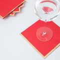 50 - Pack Paper Beverage Napkins with Gold Foil Edge Red - Disposable 2 Ply Cocktail Napkins for Events 6.5"x6.5" - Bell Racket Store