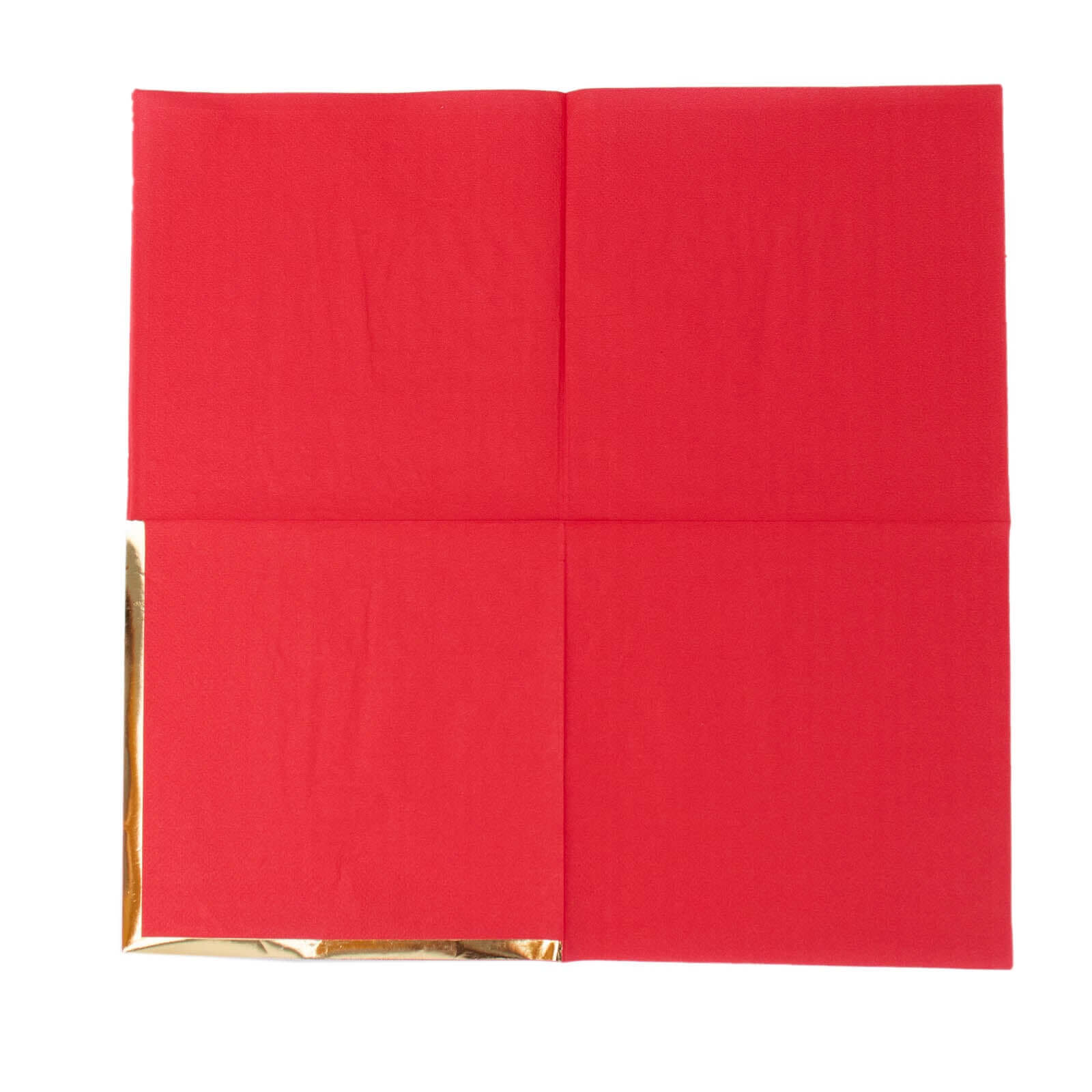 50 - Pack Paper Beverage Napkins with Gold Foil Edge Red - Disposable 2 Ply Cocktail Napkins for Events 6.5"x6.5" - Bell Racket Store