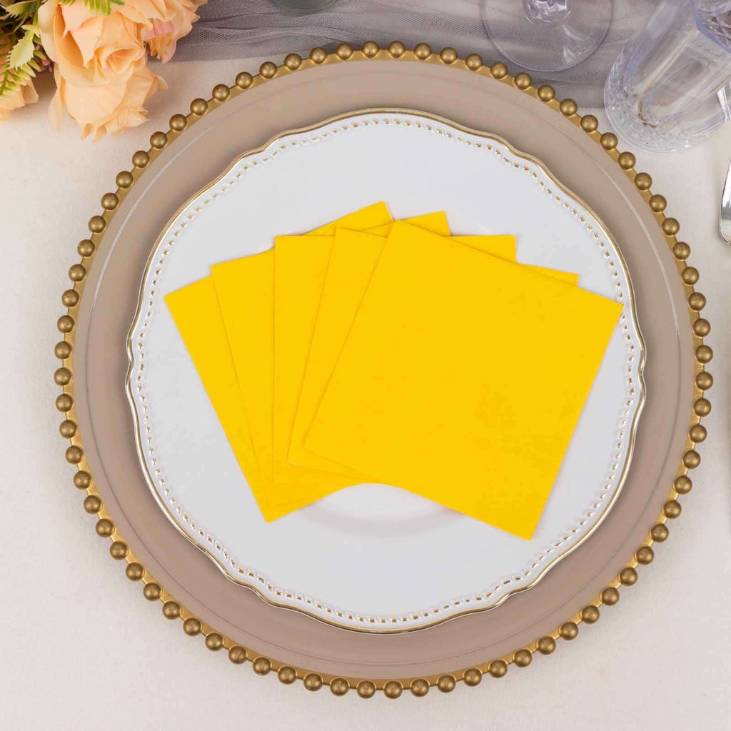 50 - Pack Paper Beverage Napkins Yellow - 2 Ply Disposable Soft 18GSM Cocktail Napkins 5"x5" - Bell Racket Store