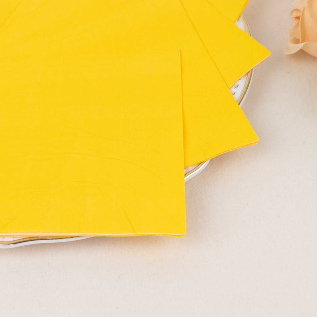 50 - Pack Paper Beverage Napkins Yellow - 2 Ply Disposable Soft 18GSM Cocktail Napkins 5"x5" - Bell Racket Store