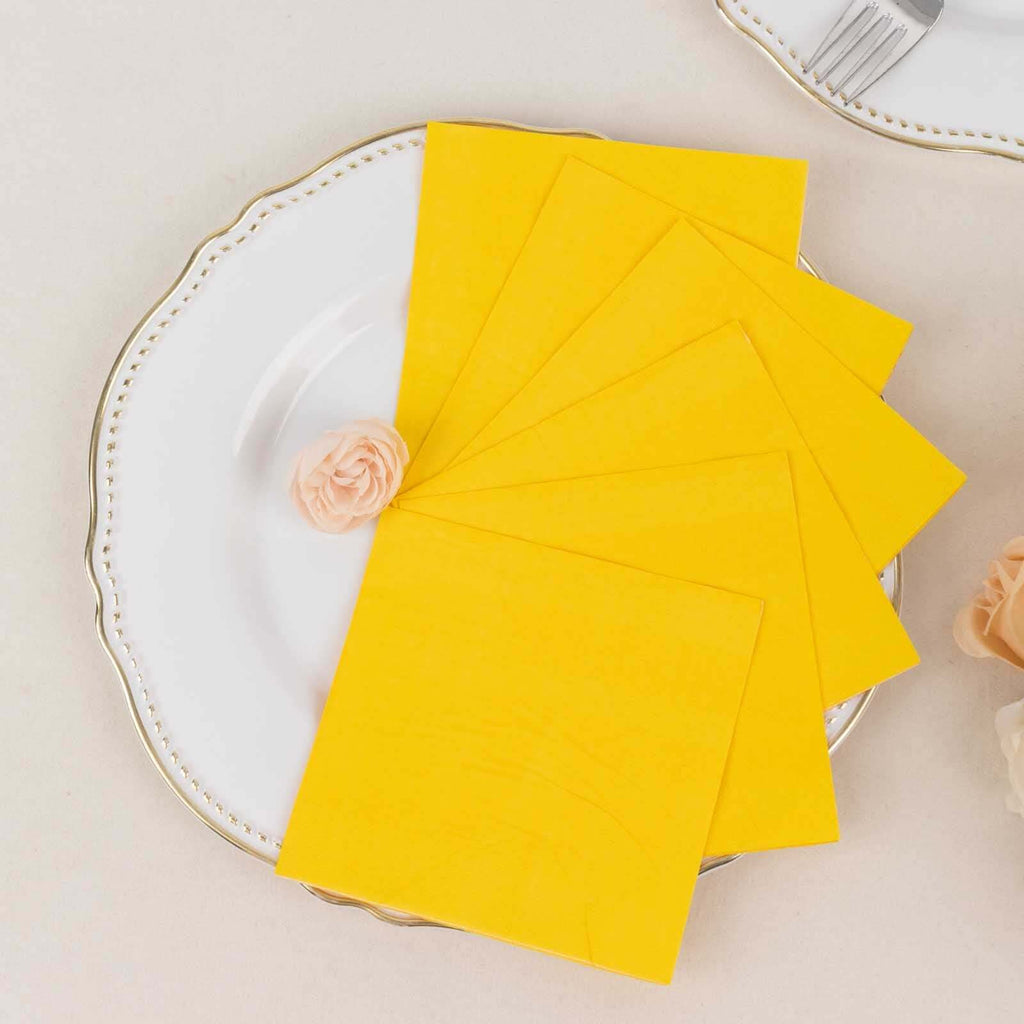 50 - Pack Paper Beverage Napkins Yellow - 2 Ply Disposable Soft 18GSM Cocktail Napkins 5"x5" - Bell Racket Store