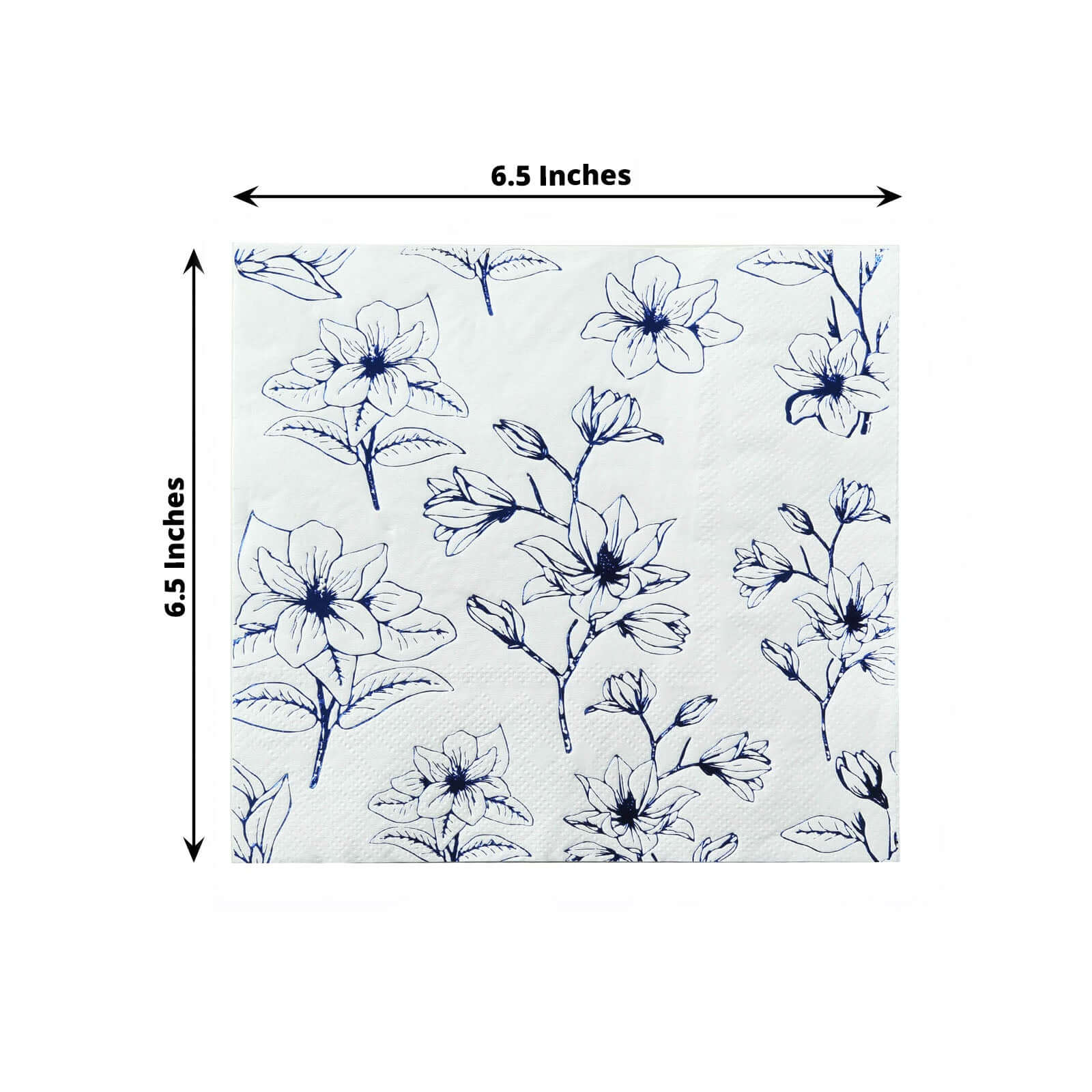 50 - Pack Paper Cocktail Napkins with Blue Magnolia Flowers Print White - Highly 2 Ply Absorbent Soft Napkins for Beverages - Bell Racket Store