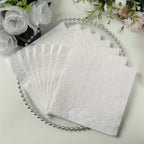 50 - Pack Paper Cocktail Napkins with Embossed French Swirl Pattern White - Soft 2 Ply Beverage Napkins for Events 6.5"x6.5" - Bell Racket Store