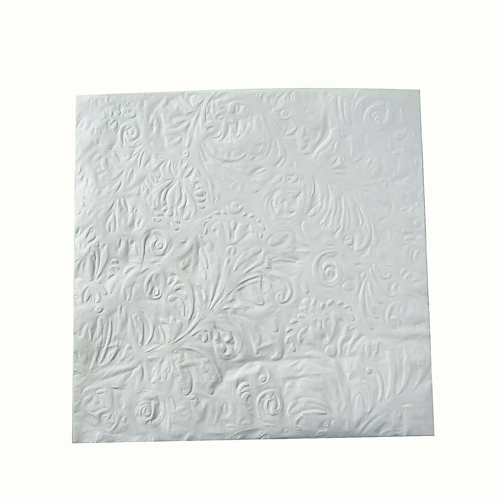 50 - Pack Paper Cocktail Napkins with Embossed French Swirl Pattern White - Soft 2 Ply Beverage Napkins for Events 6.5"x6.5" - Bell Racket Store
