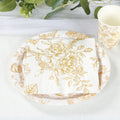 50 - Pack Paper Cocktail Napkins with French Toile Floral Pattern White/Gold - Soft 2 Ply Beverage Napkins for Events - Bell Racket Store