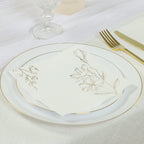 50 - Pack Paper Cocktail Napkins with Gold Lily Flowers Print White - Highly 2 Ply Absorbent Soft Napkins for Beverages - Bell Racket Store