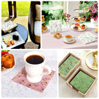 50 - Pack Paper Cocktail Napkins with Gold Magnolia Flowers Print Dusty Rose - Highly 2 Ply Absorbent Soft Napkins for Beverages - Bell Racket Store