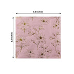 50 - Pack Paper Cocktail Napkins with Gold Magnolia Flowers Print Dusty Rose - Highly 2 Ply Absorbent Soft Napkins for Beverages - Bell Racket Store