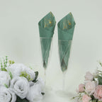 50 - Pack Paper Cocktail Napkins with Gold Magnolia Flowers Print Dusty Sage Green - Highly 2 Ply Absorbent Soft Napkins for Beverages - Bell Racket Store