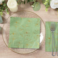 50 - Pack Paper Cocktail Napkins with Gold Magnolia Flowers Print Sage Green - Highly 2 Ply Absorbent Soft Napkins for Beverages - Bell Racket Store
