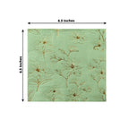 50 - Pack Paper Cocktail Napkins with Gold Magnolia Flowers Print Sage Green - Highly 2 Ply Absorbent Soft Napkins for Beverages - Bell Racket Store