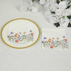 50 - Pack Paper Cocktail Napkins with Wildflower Butterfly Design - Disposable 2 Ply Beverage Napkins for Parties 6.5"x6.5" - Bell Racket Store