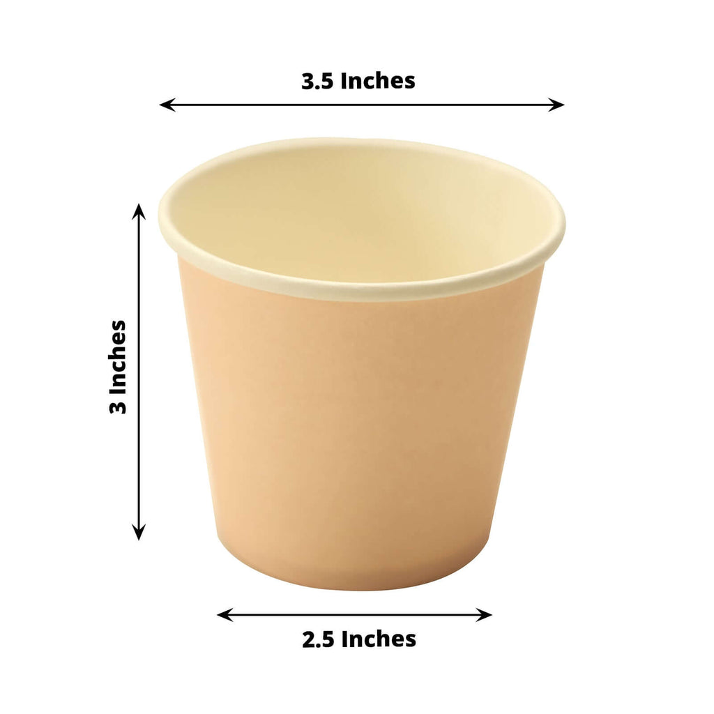 50 - Pack Paper Dessert Cups Eco - Friendly Blush Design - Ideal for Ice Cream and Yogurt 10oz - Bell Racket Store