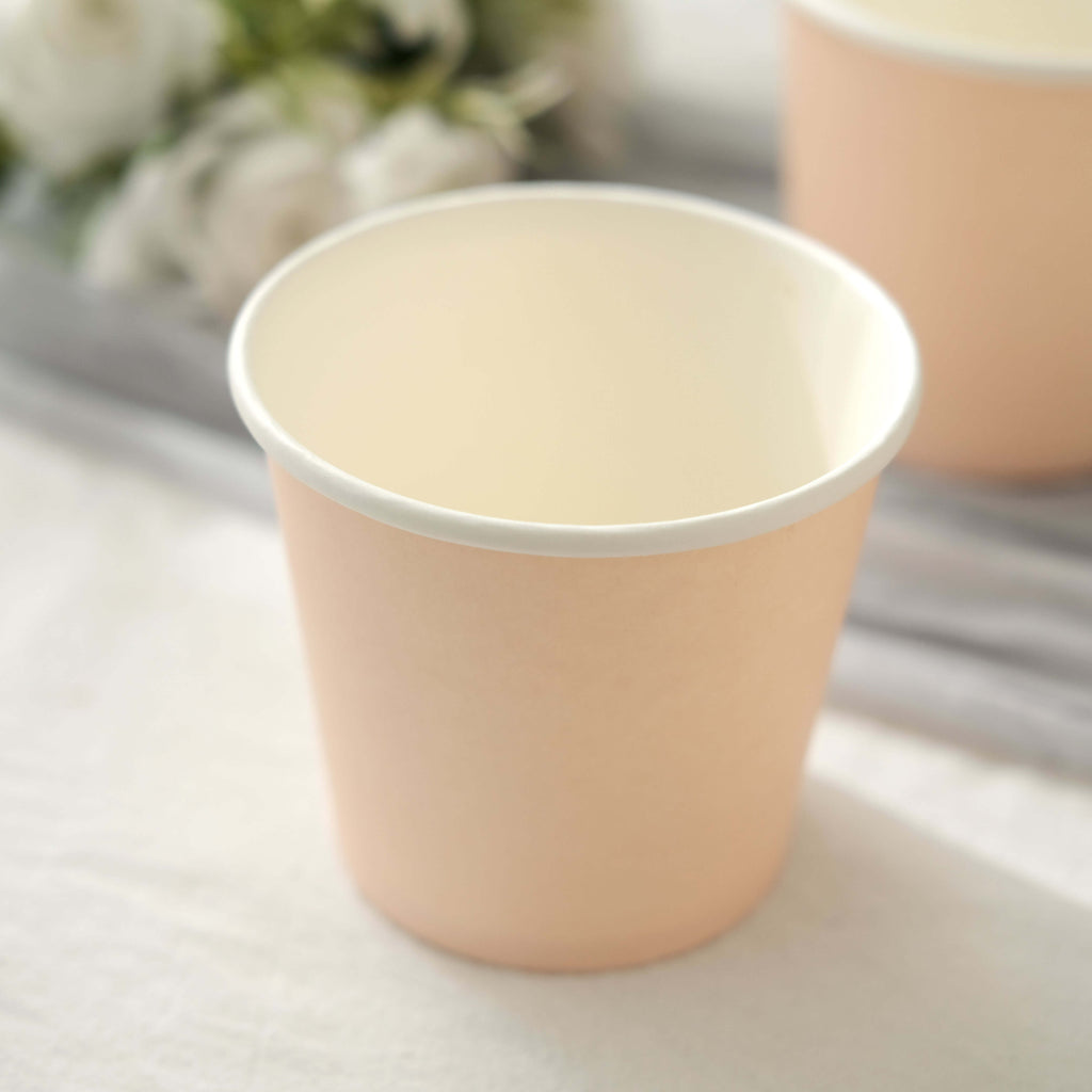 50 - Pack Paper Dessert Cups Eco - Friendly Blush Design - Ideal for Ice Cream and Yogurt 10oz - Bell Racket Store
