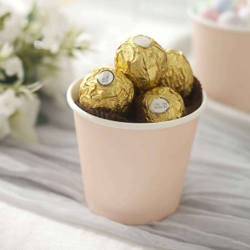 50 - Pack Paper Dessert Cups Eco - Friendly Blush Design - Ideal for Ice Cream and Yogurt 10oz - Bell Racket Store