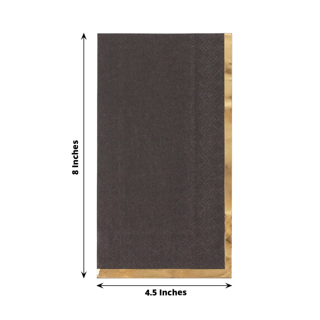 50 - Pack Paper Dinner Napkins Black with Gold Foil Edge 2 Ply - Stylish Disposable Napkins for Parties - Bell Racket Store