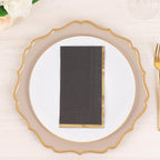 50 - Pack Paper Dinner Napkins Black with Gold Foil Edge 2 Ply - Stylish Disposable Napkins for Parties - Bell Racket Store