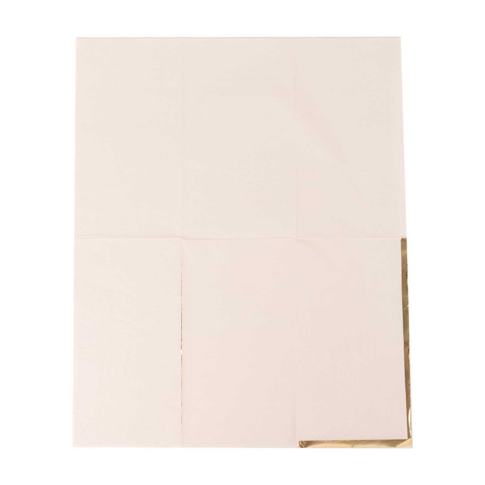50 - Pack Paper Dinner Napkins Blush with Gold Foil Edge 2 Ply - Stylish Disposable Napkins - Bell Racket Store