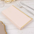 50 - Pack Paper Dinner Napkins Blush with Gold Foil Edge 2 Ply - Stylish Disposable Napkins - Bell Racket Store