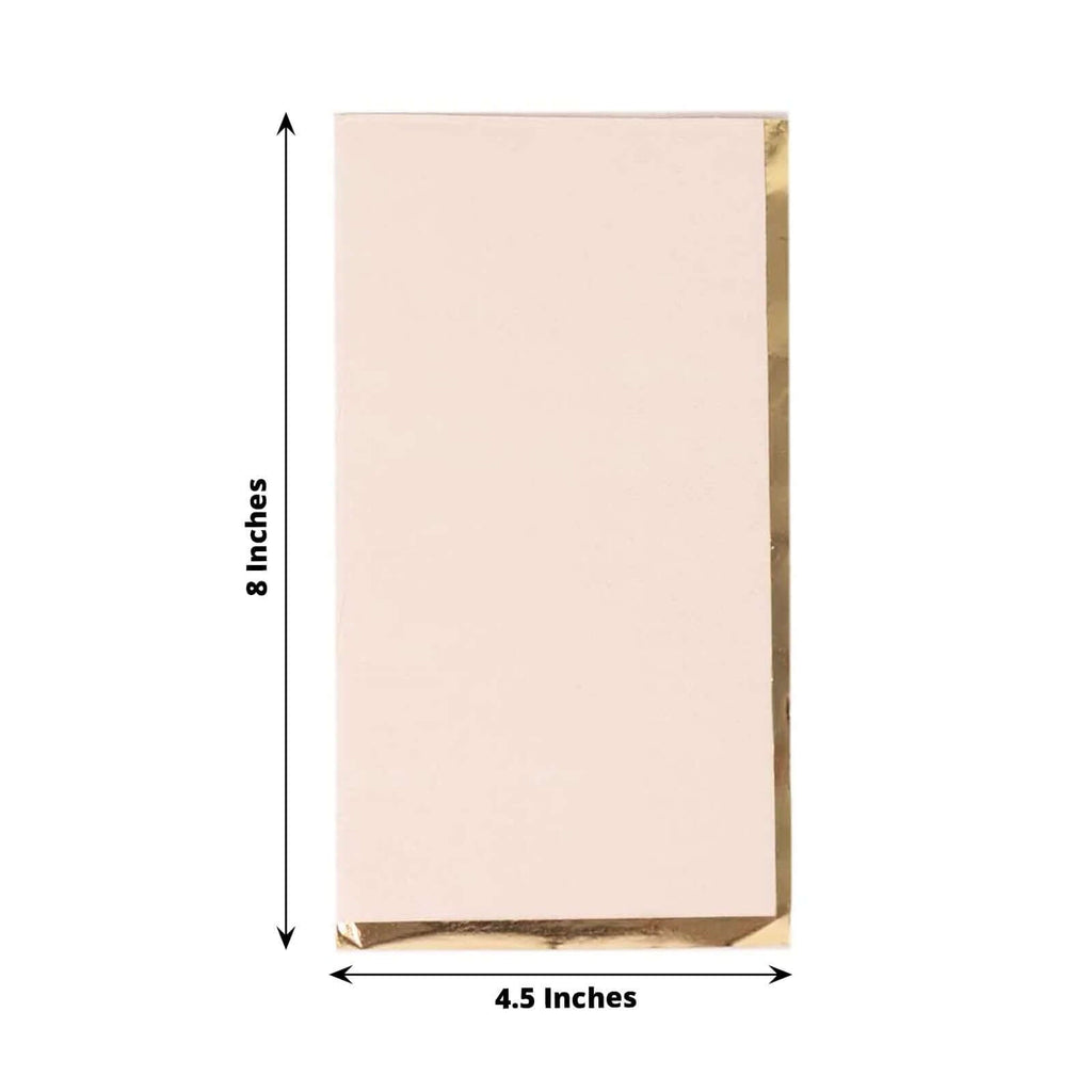 50 - Pack Paper Dinner Napkins Blush with Gold Foil Edge 2 Ply - Stylish Disposable Napkins - Bell Racket Store