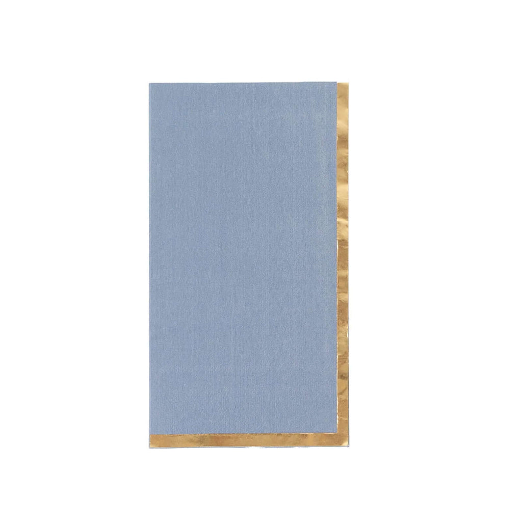 50 - Pack Paper Dinner Napkins Dusty Blue with Gold Foil Edge 2 Ply - Stylish Disposable Napkins - Bell Racket Store