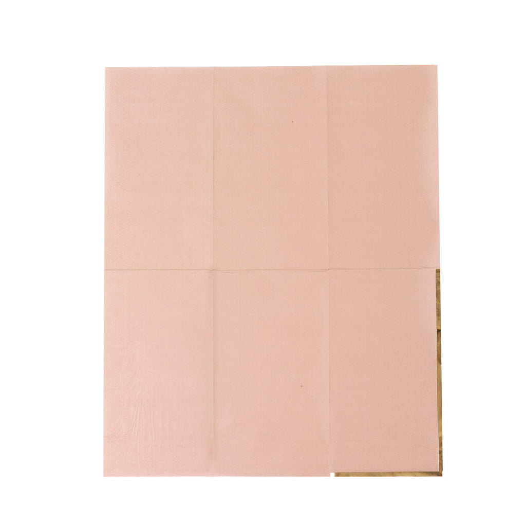 50 - Pack Paper Dinner Napkins Dusty Rose with Gold Foil Edge 2 Ply - Stylish Disposable Napkins - Bell Racket Store