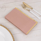 50 - Pack Paper Dinner Napkins Dusty Rose with Gold Foil Edge 2 Ply - Stylish Disposable Napkins - Bell Racket Store