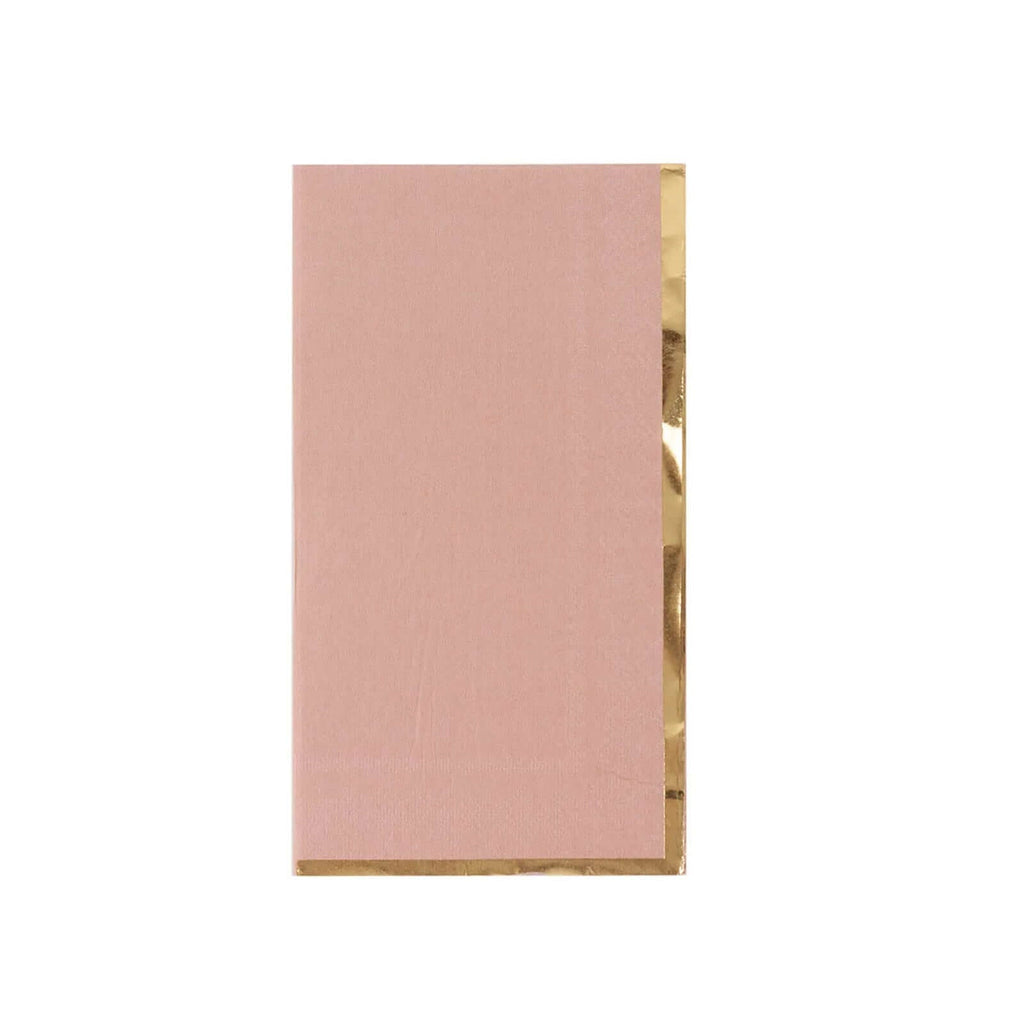 50 - Pack Paper Dinner Napkins Dusty Rose with Gold Foil Edge 2 Ply - Stylish Disposable Napkins - Bell Racket Store