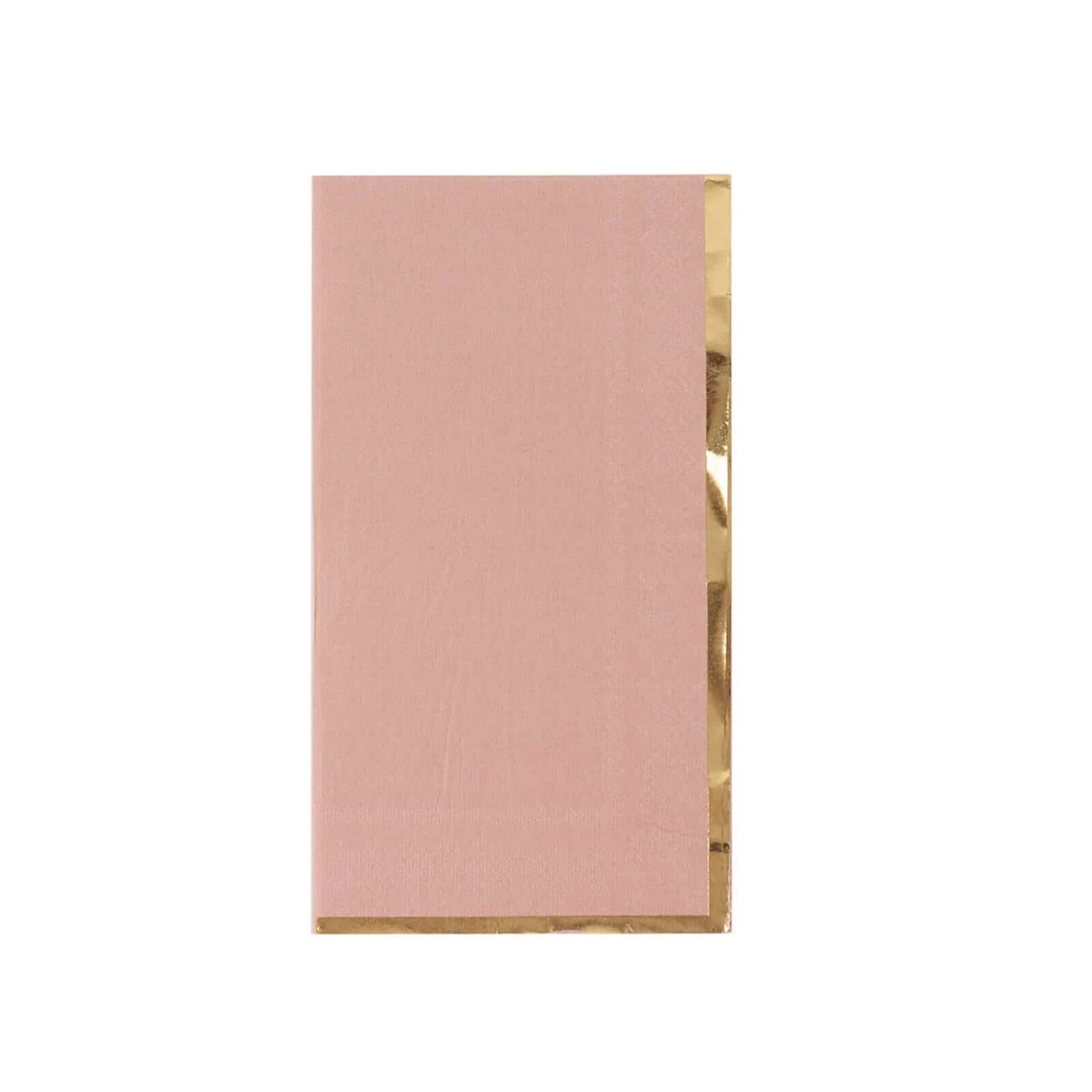 50 - Pack Paper Dinner Napkins Dusty Rose with Gold Foil Edge 2 Ply - Stylish Disposable Napkins - Bell Racket Store