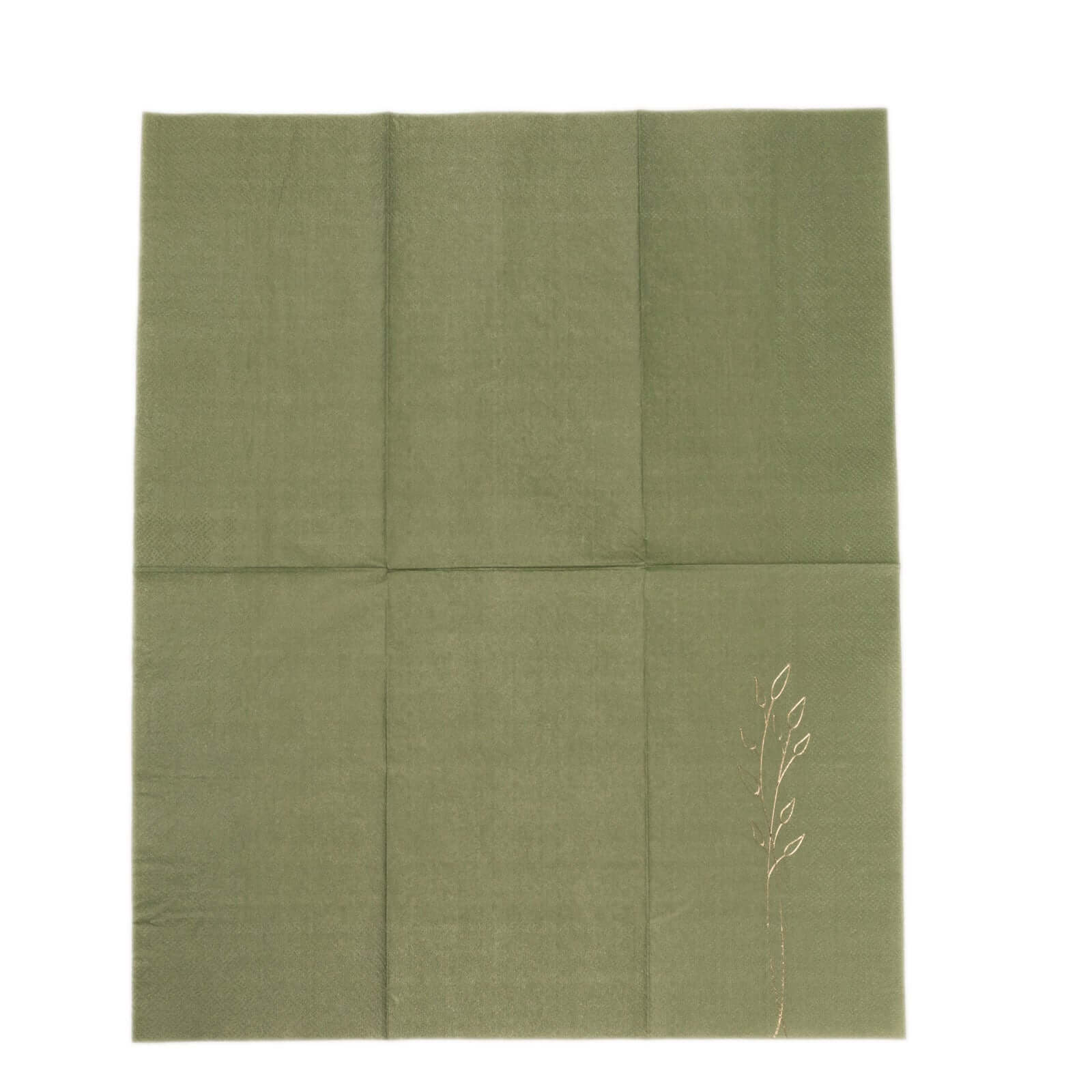 50 - Pack Paper Dinner Napkins Dusty Sage Green with Gold Embossed Leaf - Stylish 2 - Ply Disposable Napkins for Weddings 18GSM - Bell Racket Store