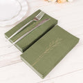 50 - Pack Paper Dinner Napkins Dusty Sage Green with Gold Embossed Leaf - Stylish 2 - Ply Disposable Napkins for Weddings 18GSM - Bell Racket Store