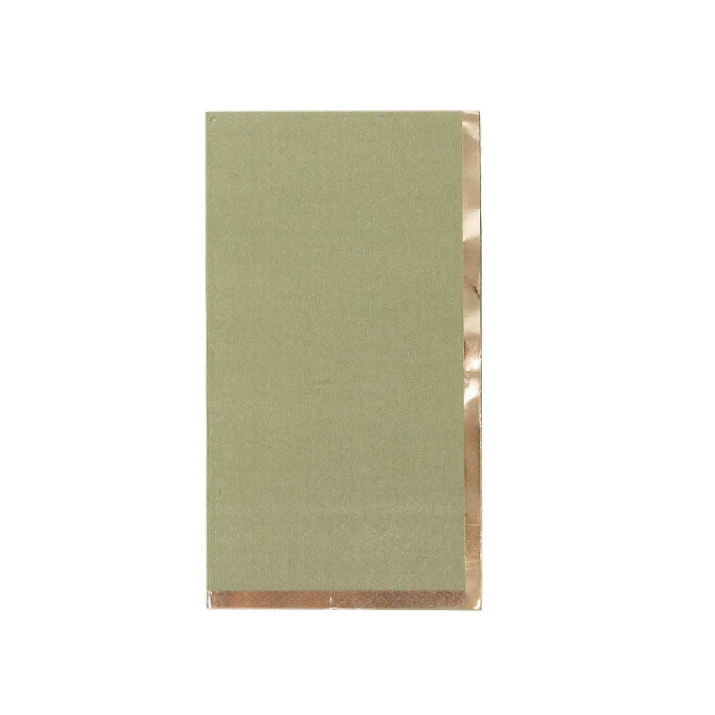 50 - Pack Paper Dinner Napkins Dusty Sage Green with Gold Foil Edge 2 Ply - Stylish Disposable Napkins - Bell Racket Store