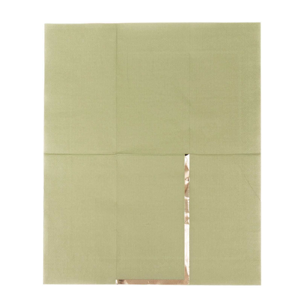 50 - Pack Paper Dinner Napkins Dusty Sage Green with Gold Foil Edge 2 Ply - Stylish Disposable Napkins - Bell Racket Store