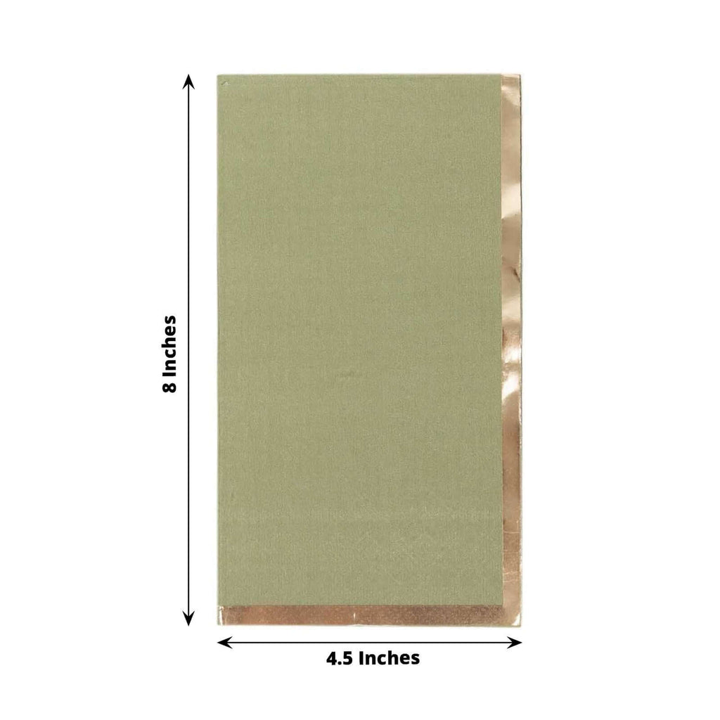 50 - Pack Paper Dinner Napkins Dusty Sage Green with Gold Foil Edge 2 Ply - Stylish Disposable Napkins - Bell Racket Store