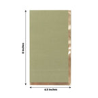 50 - Pack Paper Dinner Napkins Dusty Sage Green with Gold Foil Edge 2 Ply - Stylish Disposable Napkins - Bell Racket Store