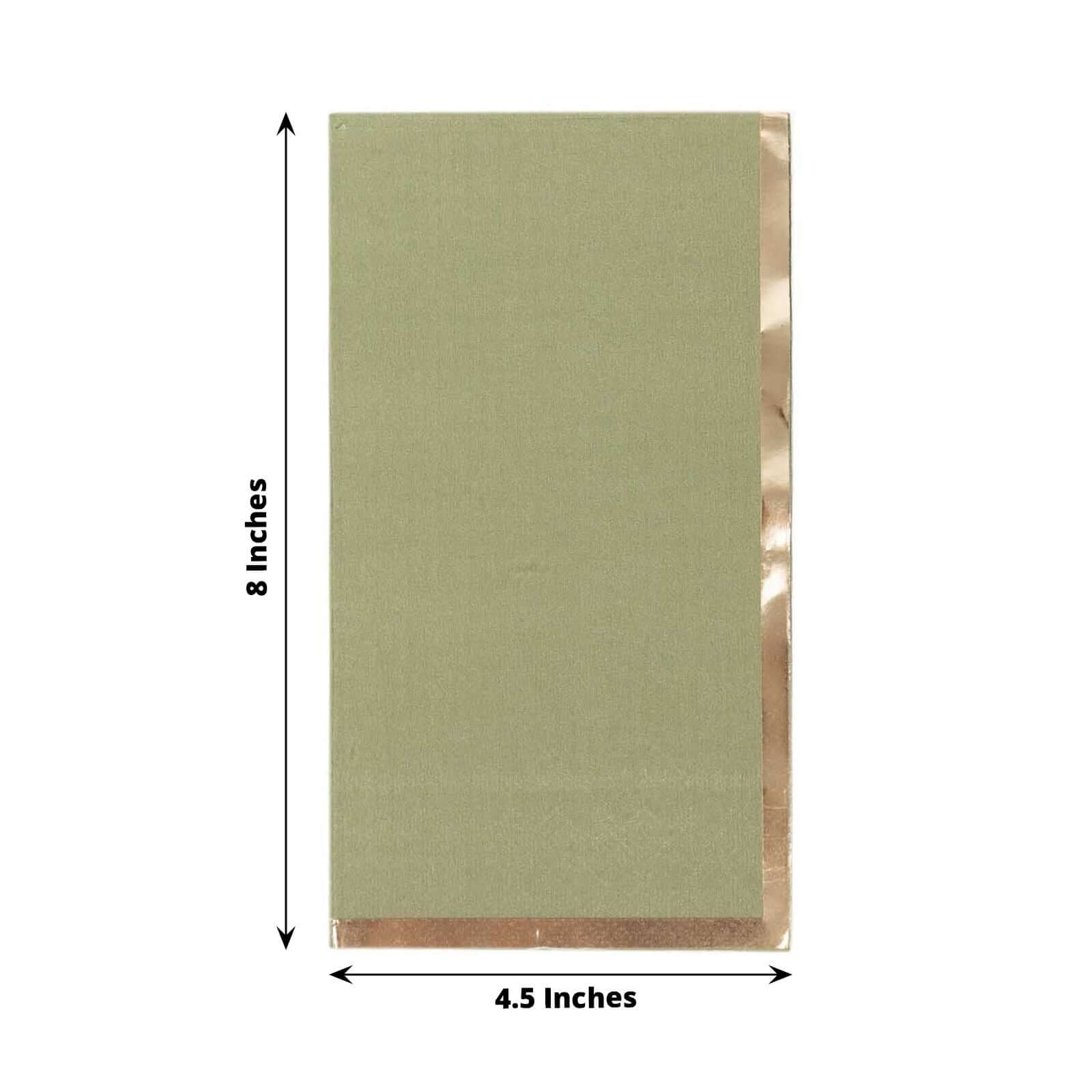 50 - Pack Paper Dinner Napkins Dusty Sage Green with Gold Foil Edge 2 Ply - Stylish Disposable Napkins - Bell Racket Store