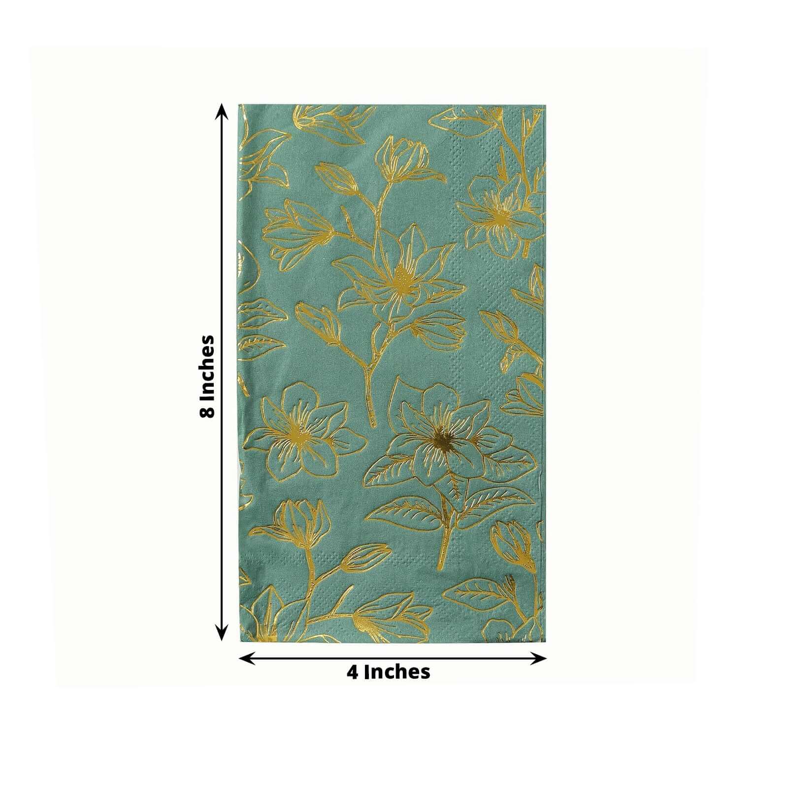 50 - Pack Paper Dinner Napkins Dusty Sage Green with Gold Magnolia Flowers Print 2 - Ply - Disposable Soft Napkins for Parties - Bell Racket Store